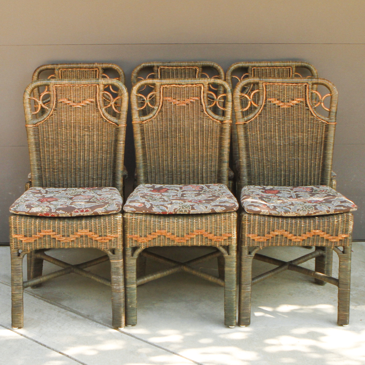 Palecek Wicker Side Chairs With Cushions EBTH